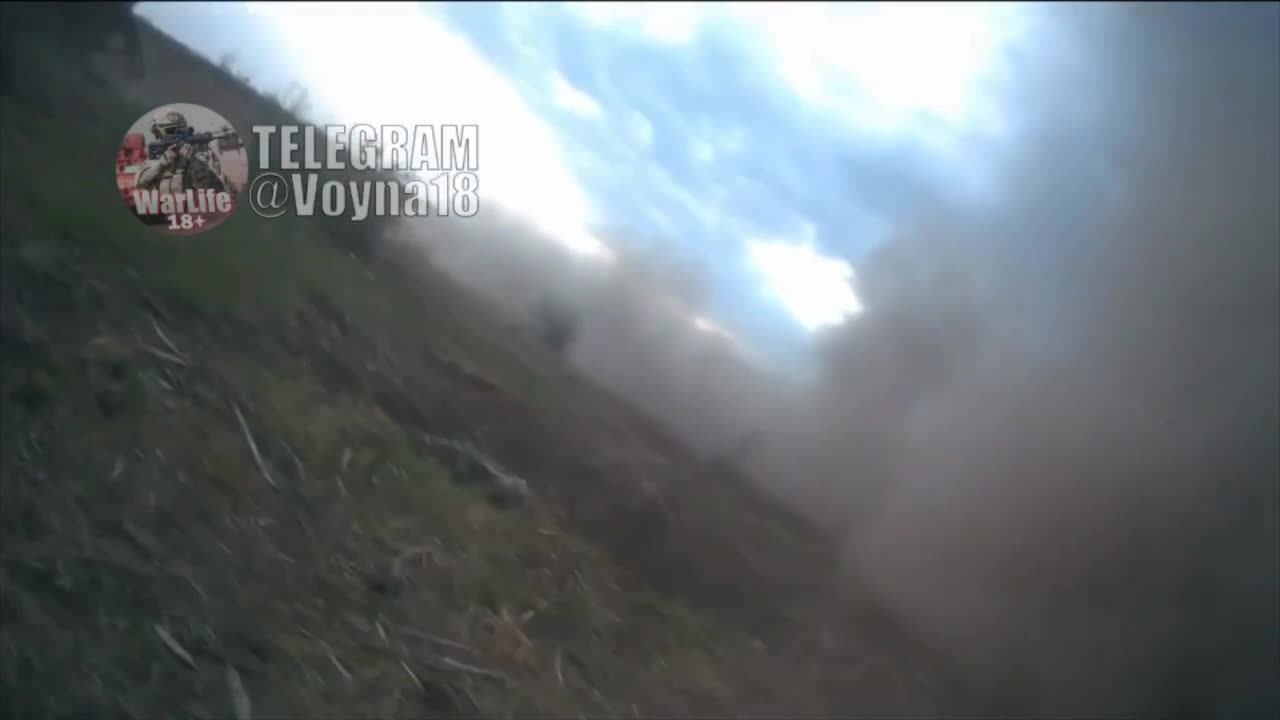 Russian Soldier Films Near Tank Hitting a Mine