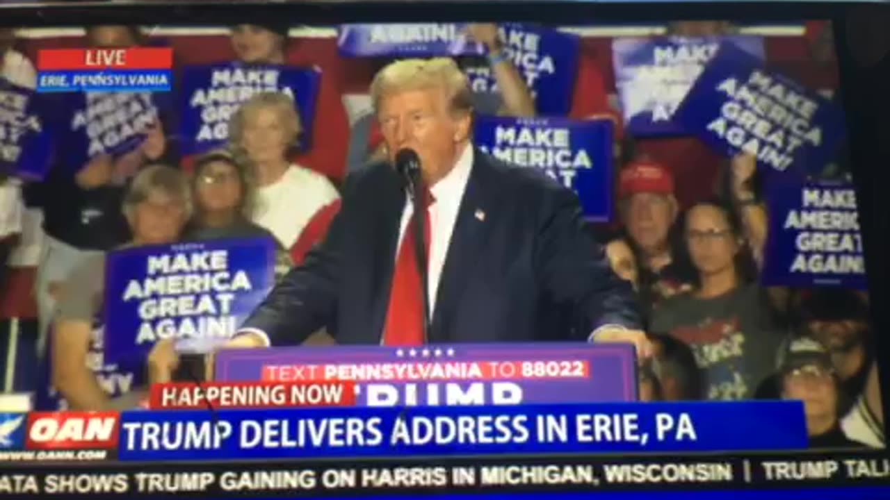 🦅OANN Trump make America great again Erie Pennsylvania Sunday 04:17 pm