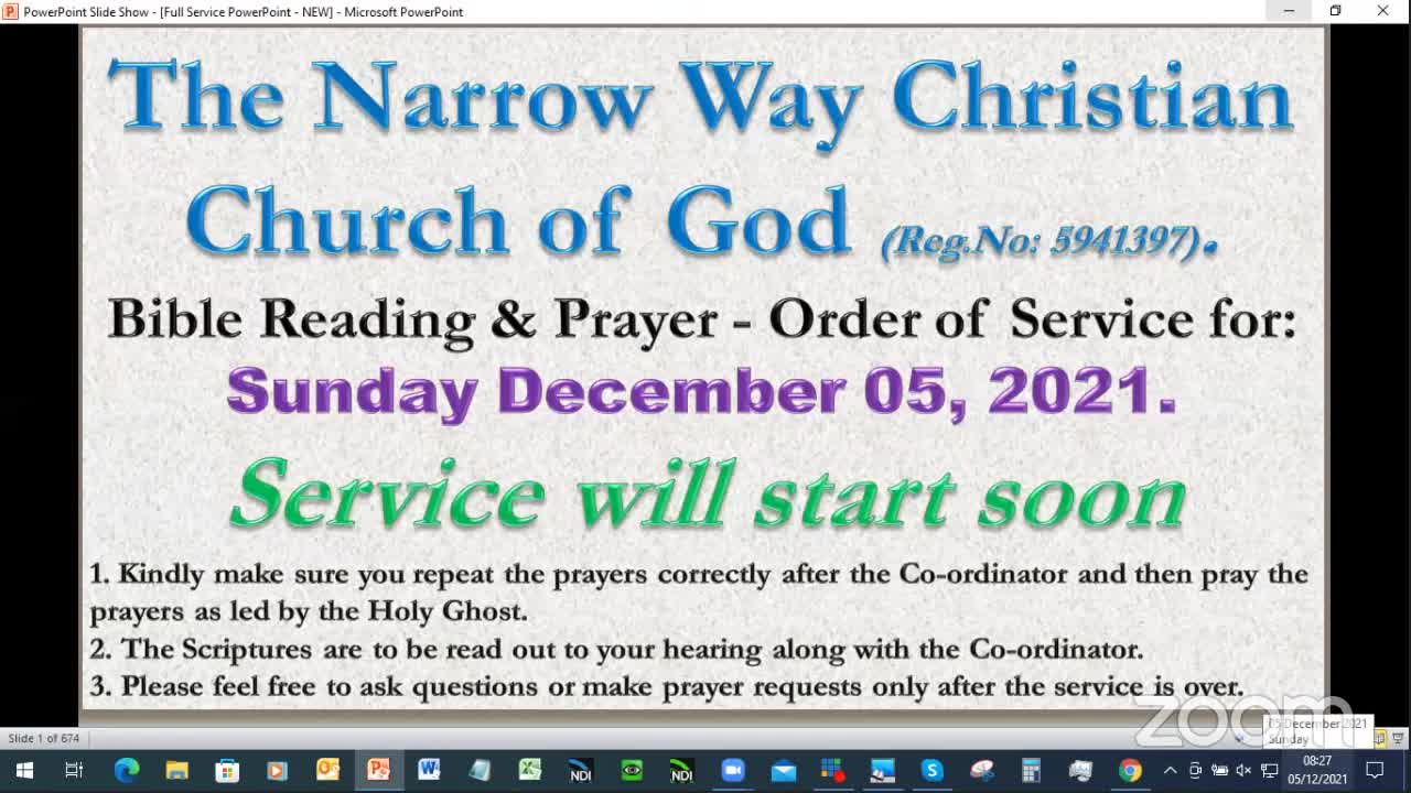 The Narrow Way Christian Church of God - Sunday Service - 05/12/21