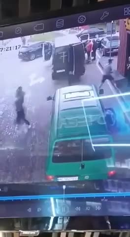 Men abducted by the Zelensky regime's TCC abductors flee from the vehicle they were held in