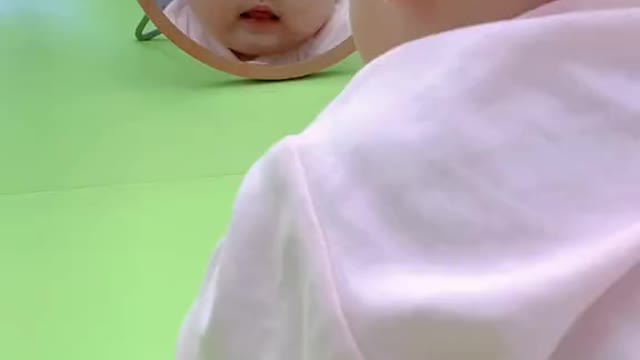 Cute 🥰 Baby is so happy to looking himself on mirror 🥰