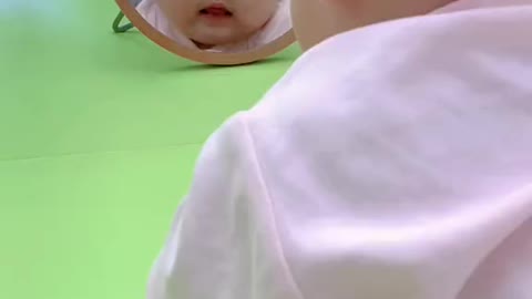 Cute 🥰 Baby is so happy to looking himself on mirror 🥰