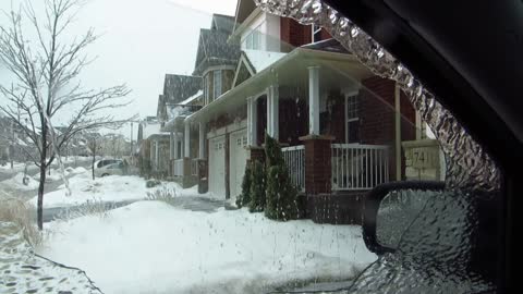 Ice storm. Smashing the car window