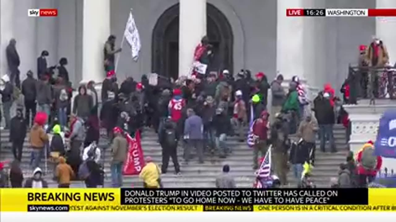 2021, In full- US Capitol building in lockdown as Trump protesters clash with police