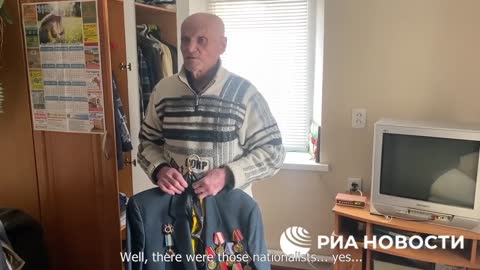WWII Veteran Mikhail Grigorievich Sukach, ready to celebrate 9th May, Victory Day in Melitopol