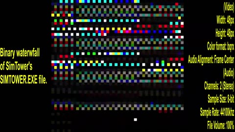 SIMTOWER.EXE but it's a binary waterfall (Channels: 2 (Stereo), Sample Size: 8-bit)