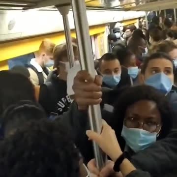 Paris Metro jam packed with people during Covid-19