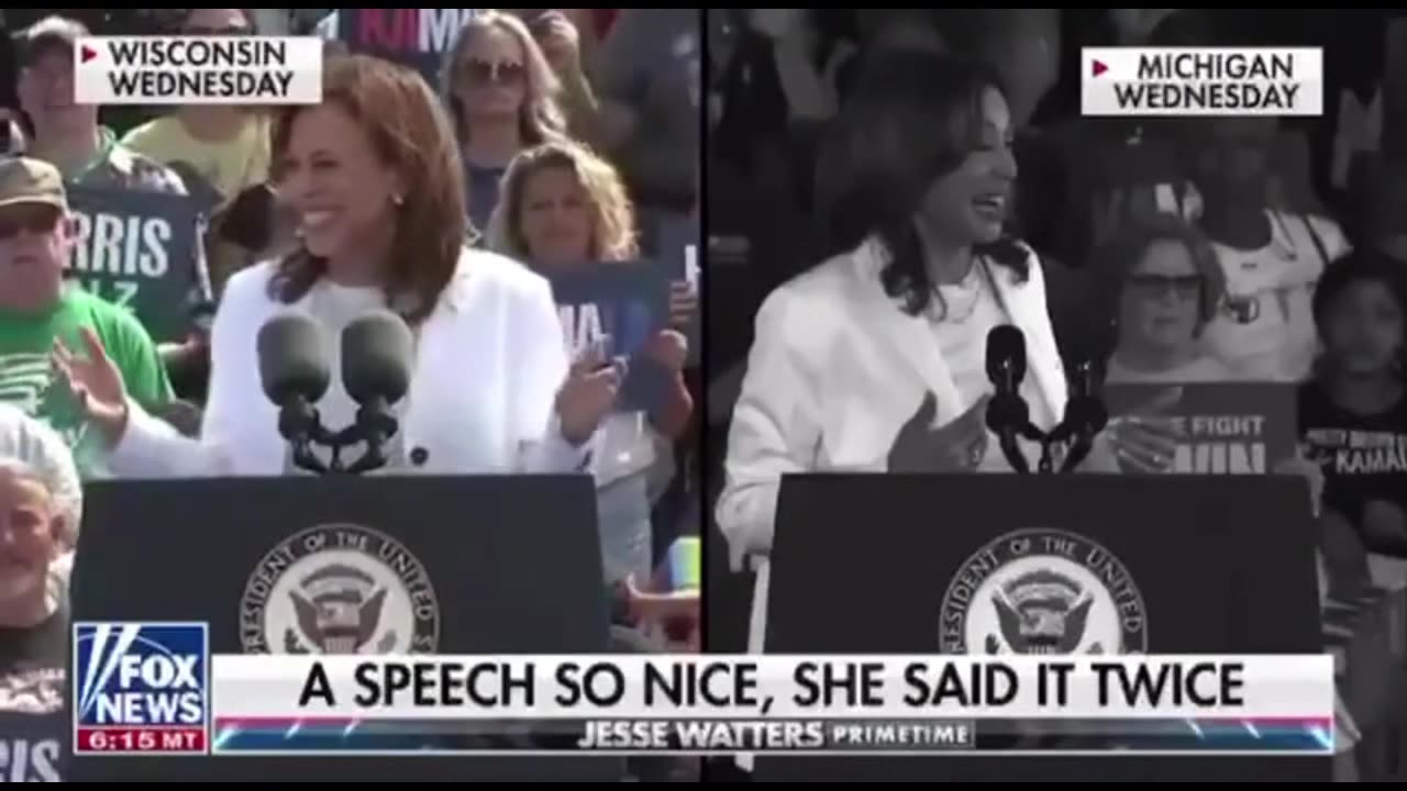 KAMALA HARRIS GIVING SAME SCRIPTED SPEECH