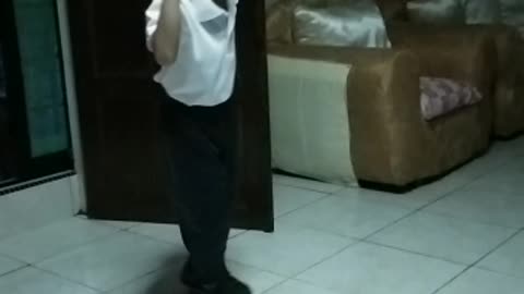 Funny dance before going to school