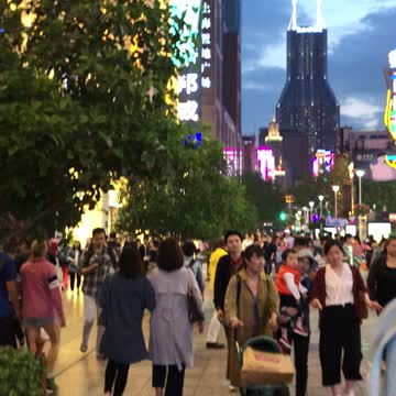Walking through downtown Shanghai
