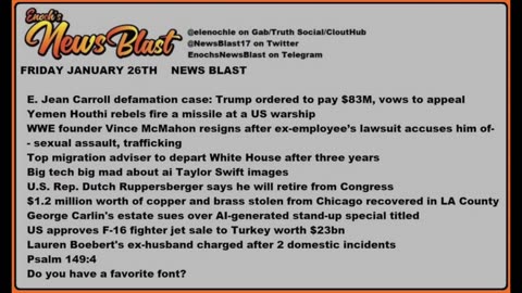 Friday, January 26, 2024 News Blast