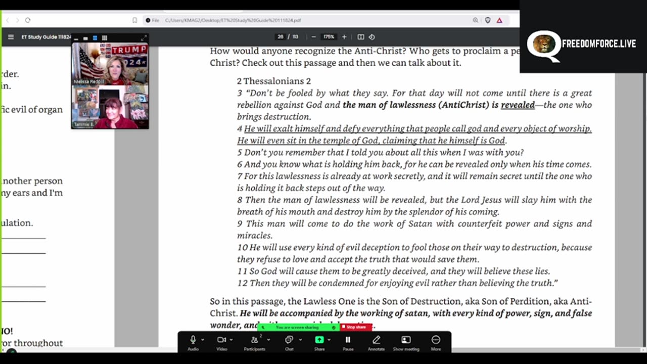 Freedom Force - Live with Melly End Times Study Group #7 - 12-7-24