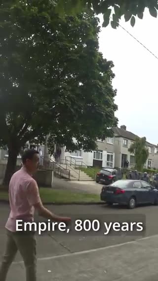 Irish man lectures the riot police on police brutality While he is speaking the police charge him