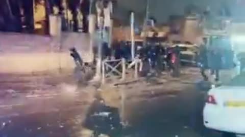 Jerusalem Arabs Attacking Israeli Police Car in the Snow