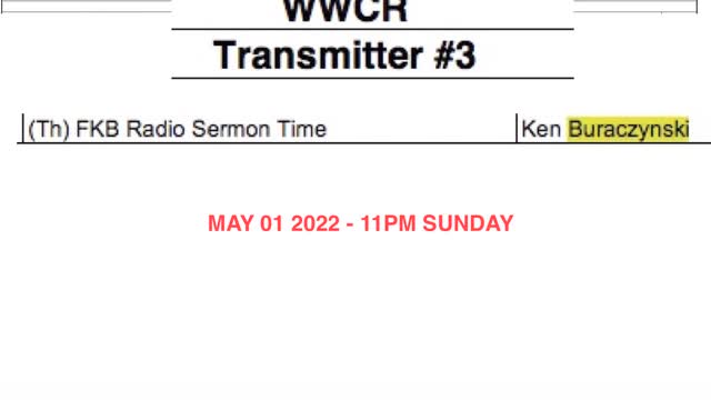 FKB RADIO SERMON TIME - Ken Buraczynski Sunday May 1 2022