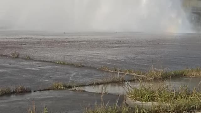 Tarbela dam water fall close view