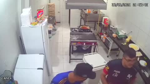 A kitchen worker effectively fought off the thief