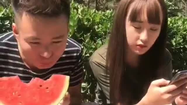 Let me bite the watermelon