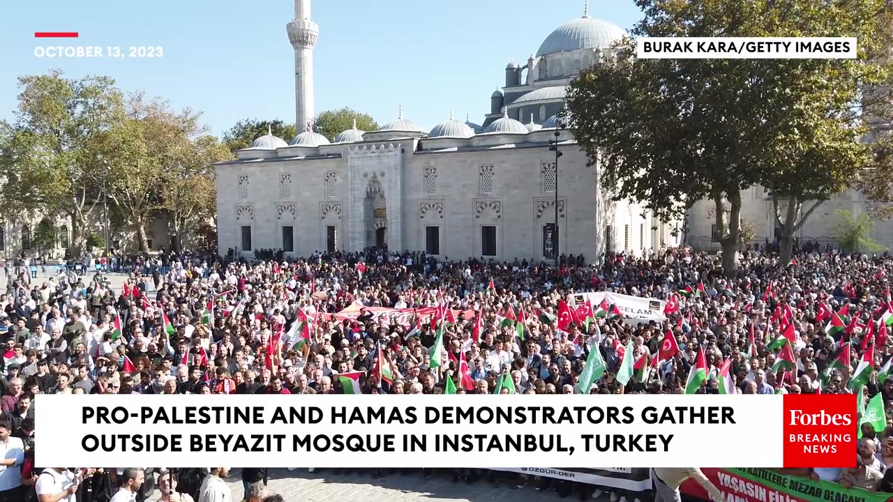 Protestors Gather In Istanbul, Turkey To Express Their Support For Hamas and Palestine