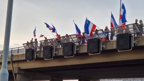 Dutch Protesters Demonstrate on Top of an Overpass in Nieuw-Vennep to Beat the System Alongside the Farmers