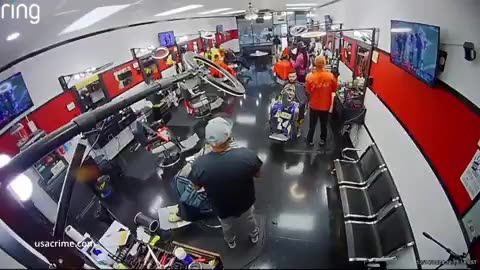 An SUV plowed through the wall of a barbershop in Houston, Texas.