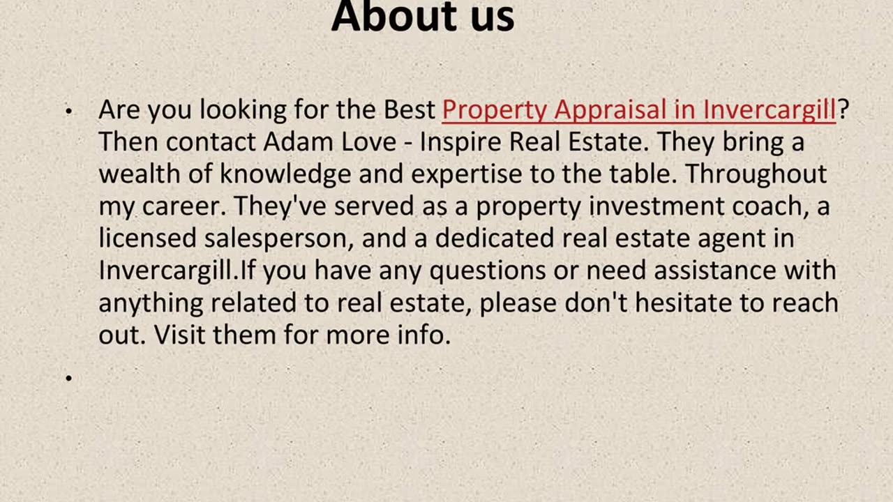 Best Property Appraisal in Invercargill.