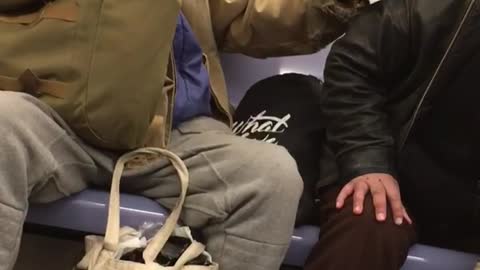 Woman speaks nonsense about gorillas on subway train