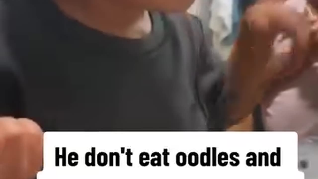 He only eats spaghetti