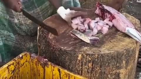 Indian market fish 🐟 cutting