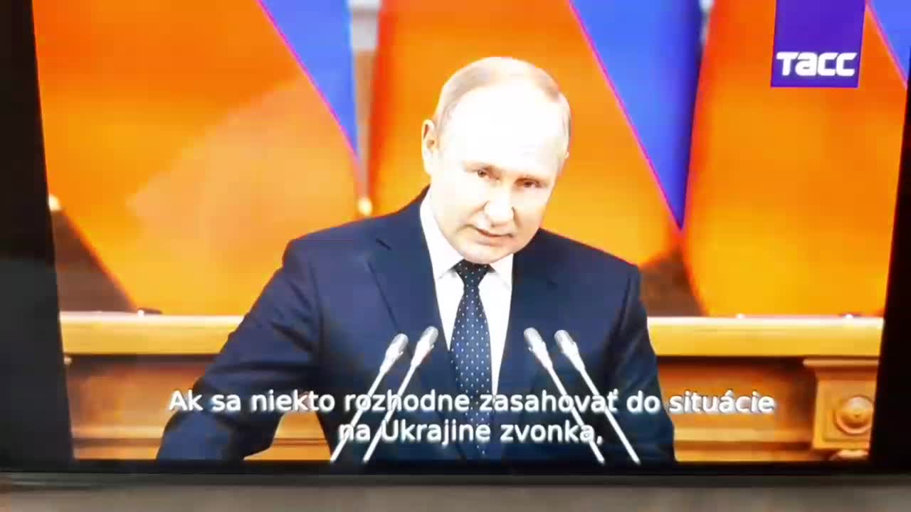 Vladimír Putin při projevu v Petrohradě 2.5. 2022