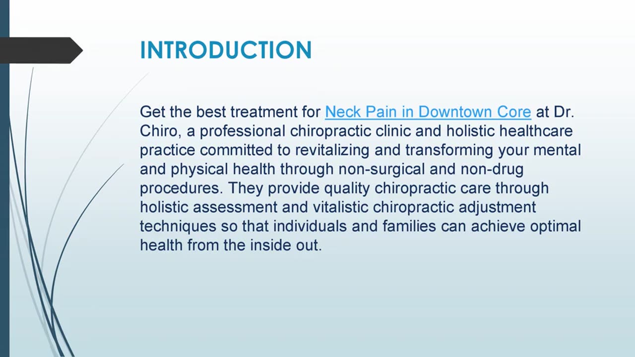 Get treatment for Neck Pain in Downtown Core