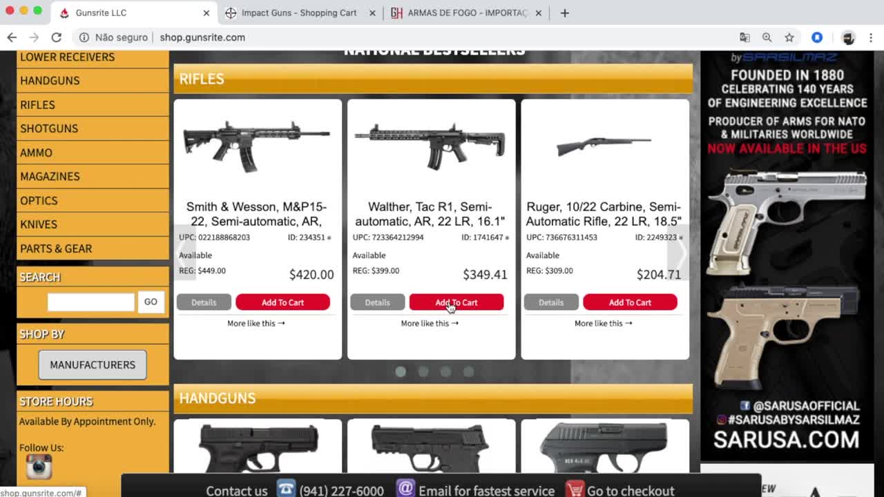 Quanto custa uma arma importada?