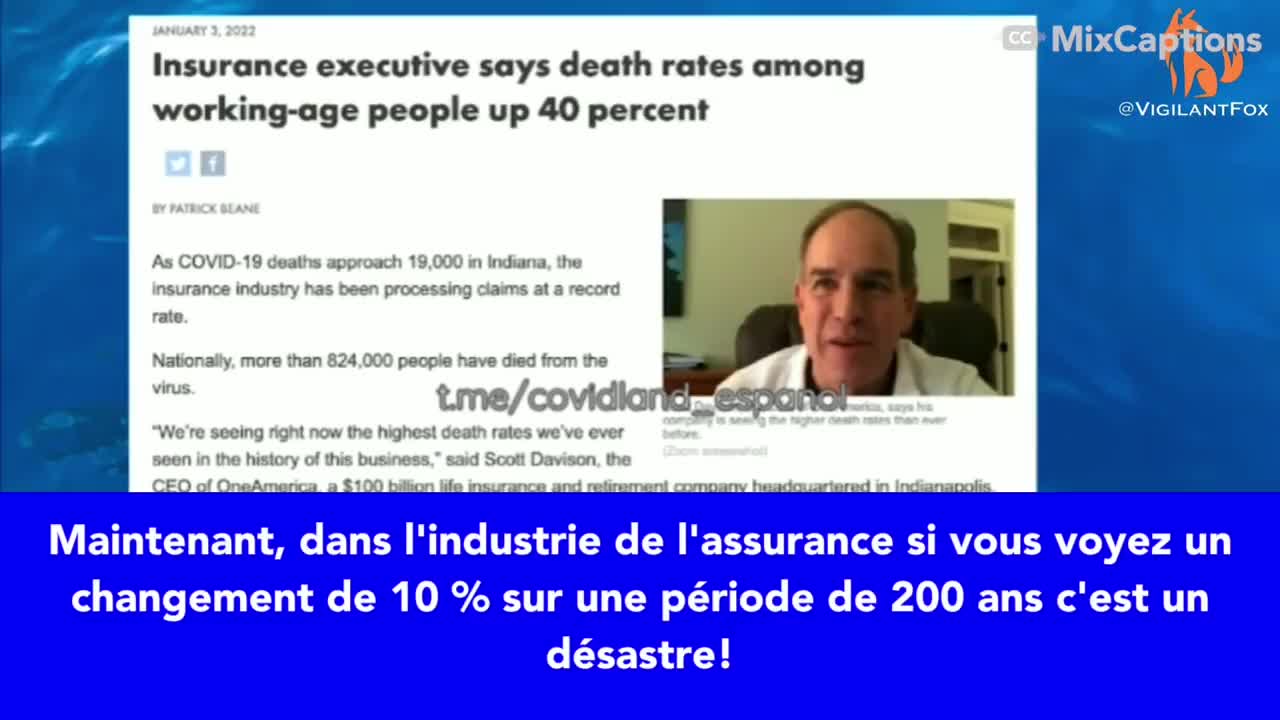 Le Dr Ryan Cole: "Les compagnies d’assurances tirent la sonnette d’alarme.