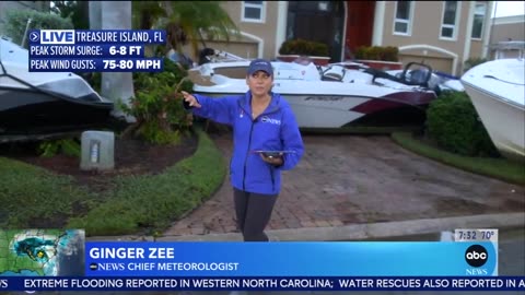 Hurricane Helene storm damage washes boats ashore in Treasure Island, Florida