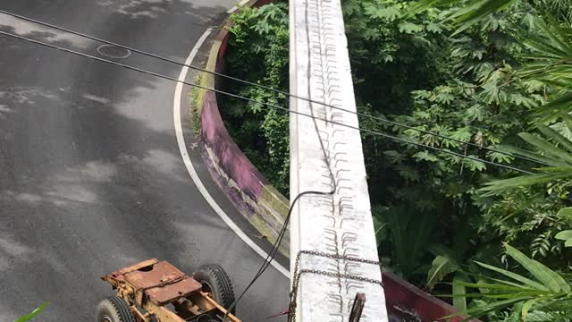 Giant Bridge Beam Winds up Mountain Road