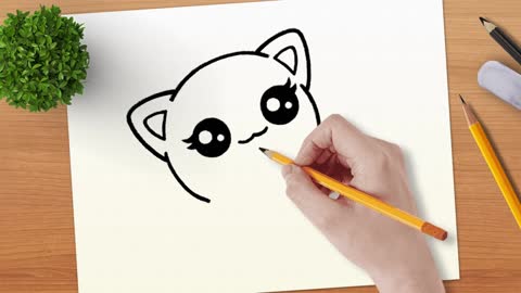 Draw The Kitten's Ears And Nose