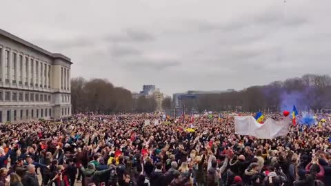 BELGIUM International demonstration against health restrictions and the vaccine pass in Brussels