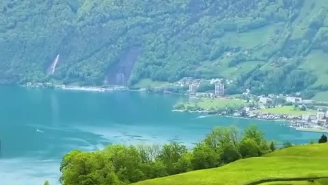 A perfect place for a casual walk, at lake Lucerne, Morschach Switzerland
