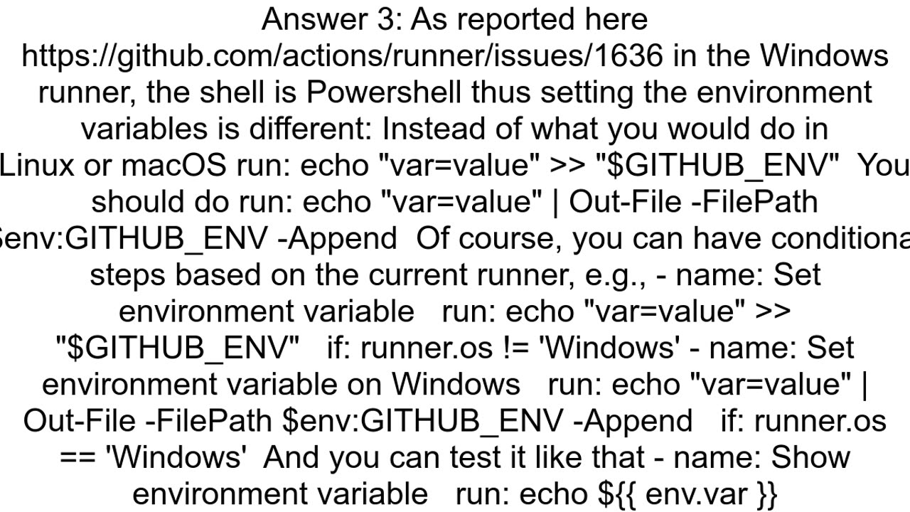 How do I set an enviroment variable in GitHub action on a Windows Server