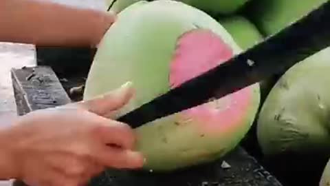 Pink coconut 💞💞 fruits cutting