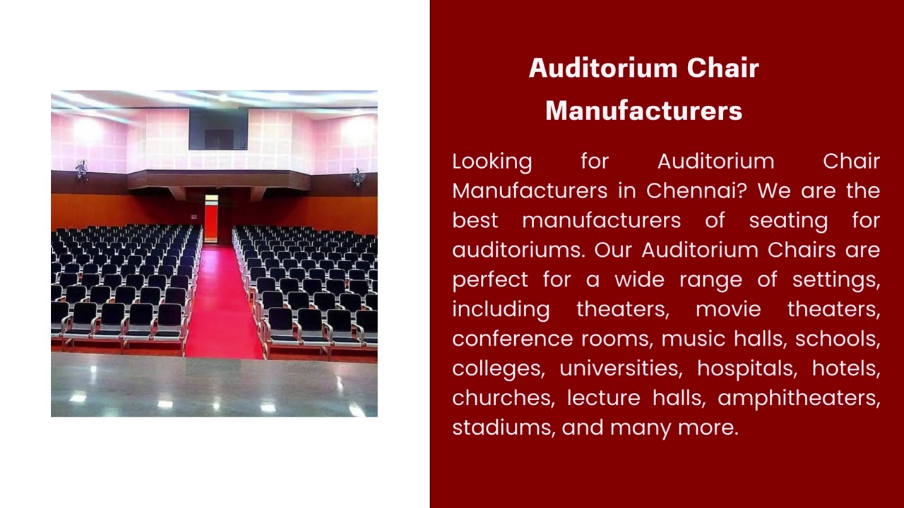 Auditorium Chair Manufacturers in chennai