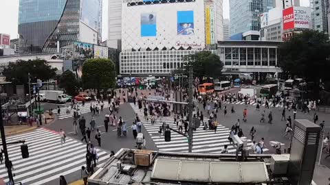 Time lapse of people walking in city