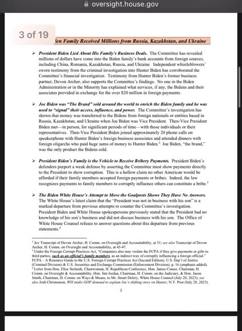 James Comer released a third bank filing memorandum detailing the #BidenCrimeFamily