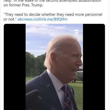 You WILL NOT BELIVE THIS. Joe Biden Gives OUTRAGEOUS Statement About Secret Service After Second Assassination Attempt Against Trump. "They need to decide whether they need more personnel or not."