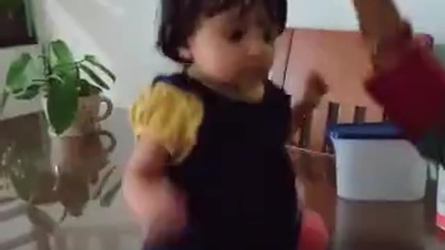 Funny Video of Baby Dancing / Jumping on the Table