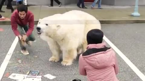 Increíble pintura de oso polar en 3D