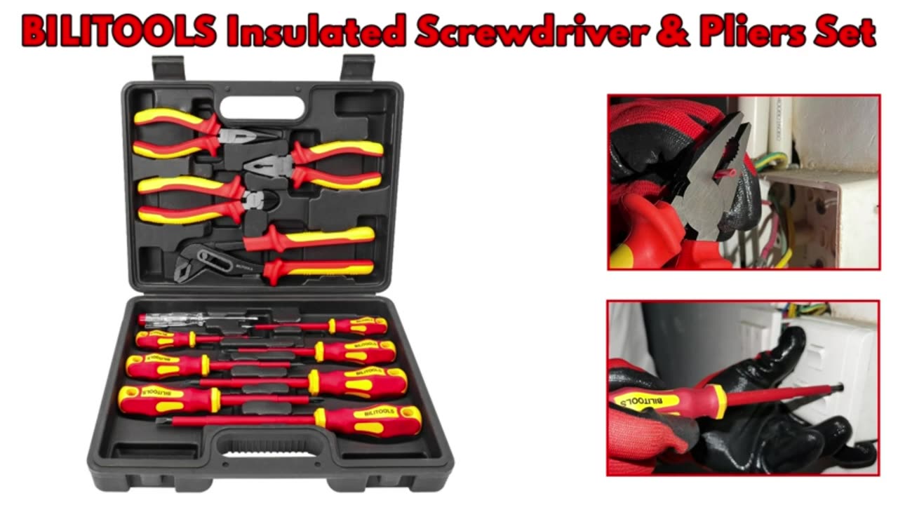 BILITOOLS Insulated Screwdriver & Pliers Set, 1000V Electrical Tools