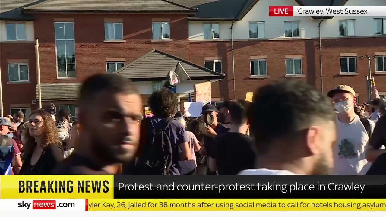 Hundreds attend protest outside hotel for asylum seekers in West Sussex