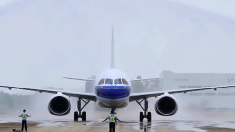 Watch: Water Cannon Salute—A Stunning Aviation Tradition! ✈️💧