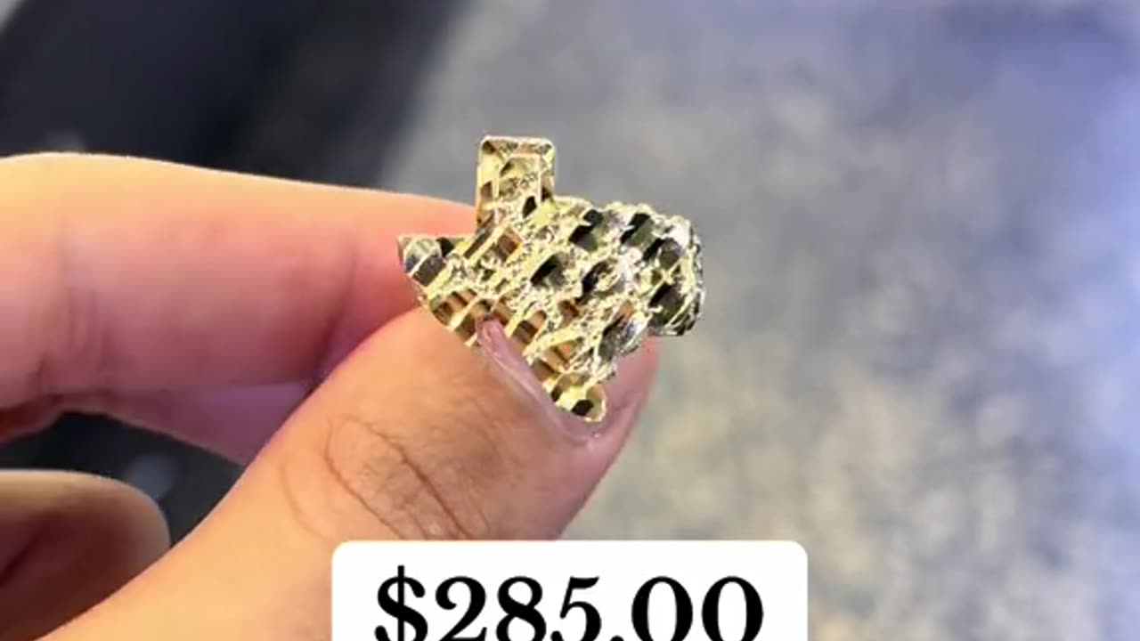 Solid Gold Men's Diamond Cut Texas Nugget Ring